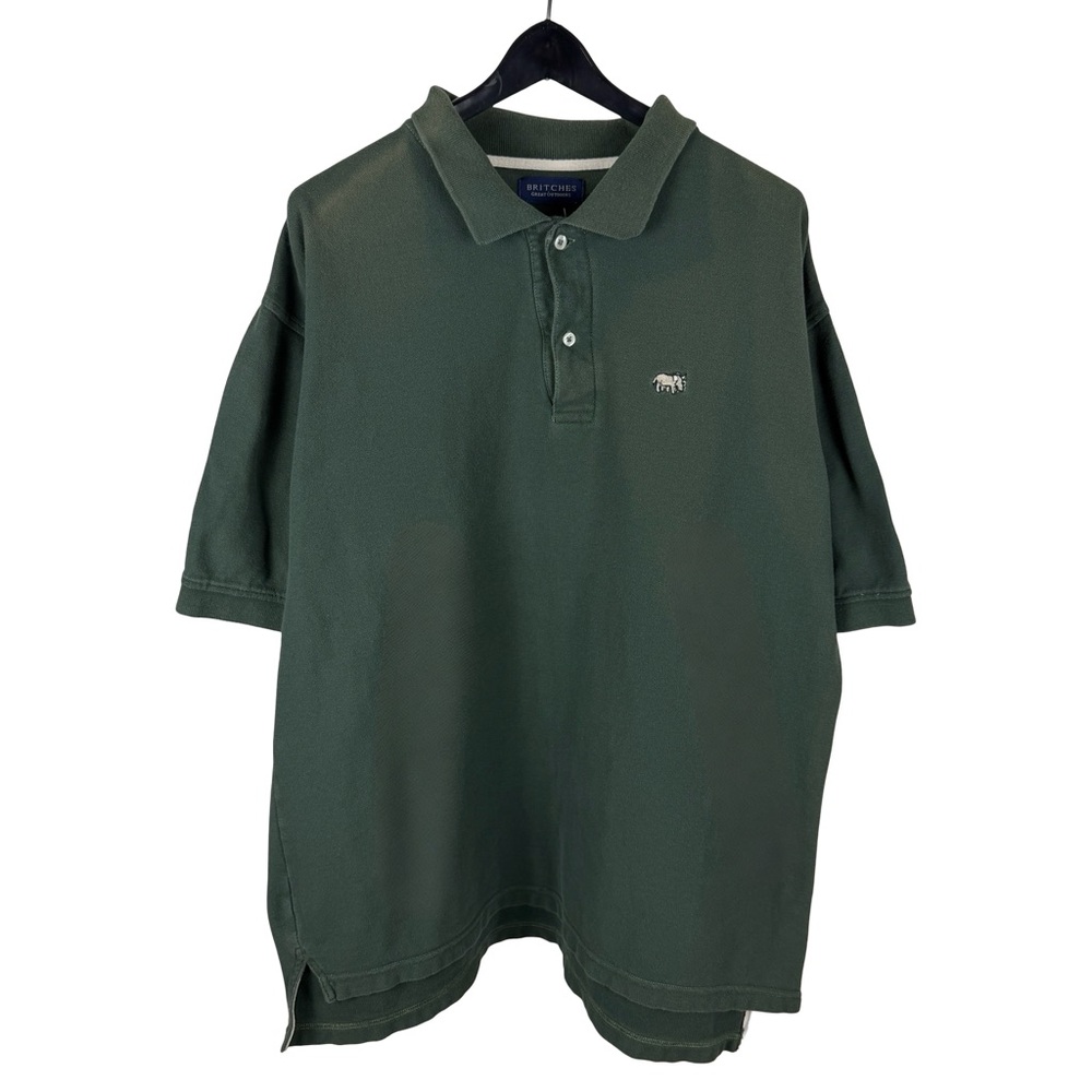Vintage 2000s Britches Micro Logo Green Faded Polo Shirt Size 2XL